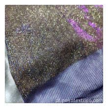 Tecido brilhante de tecido azul -poliestre de tecido de malha de glitter para vestir